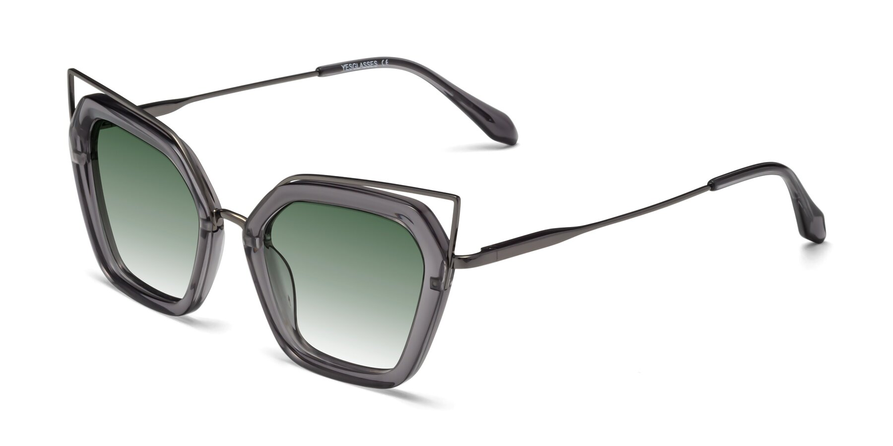 Angle of Delmonte in Transparent Gray with Green Gradient Lenses
