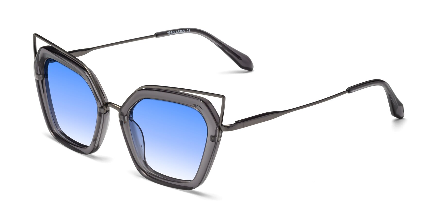 Angle of Delmonte in Transparent Gray with Blue Gradient Lenses