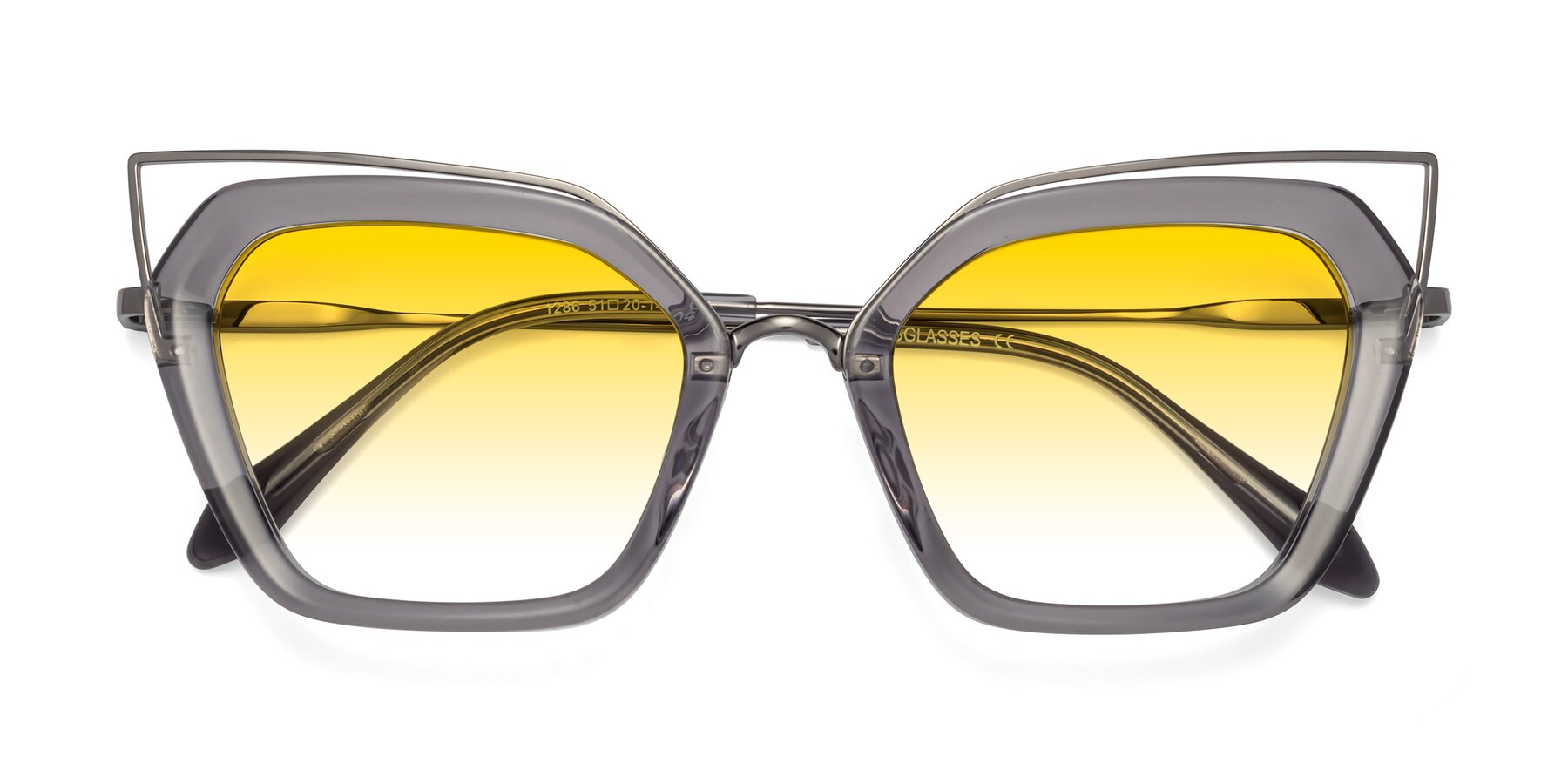 Folded Front of Delmonte in Transparent Gray with Yellow Gradient Lenses