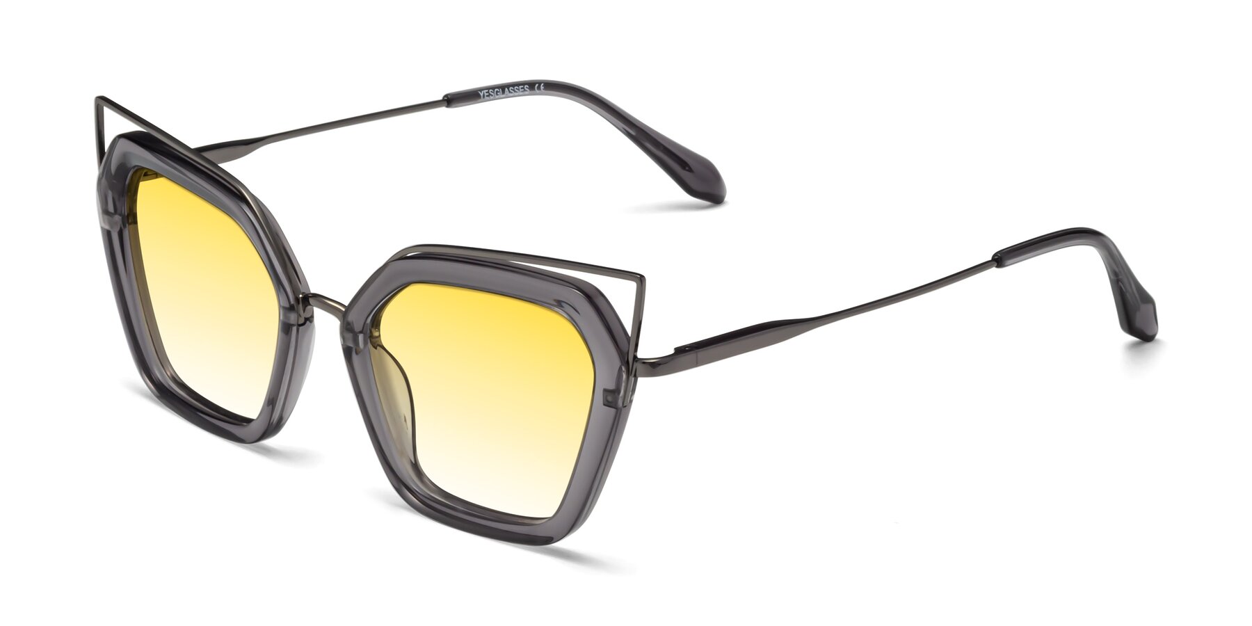 Angle of Delmonte in Transparent Gray with Yellow Gradient Lenses