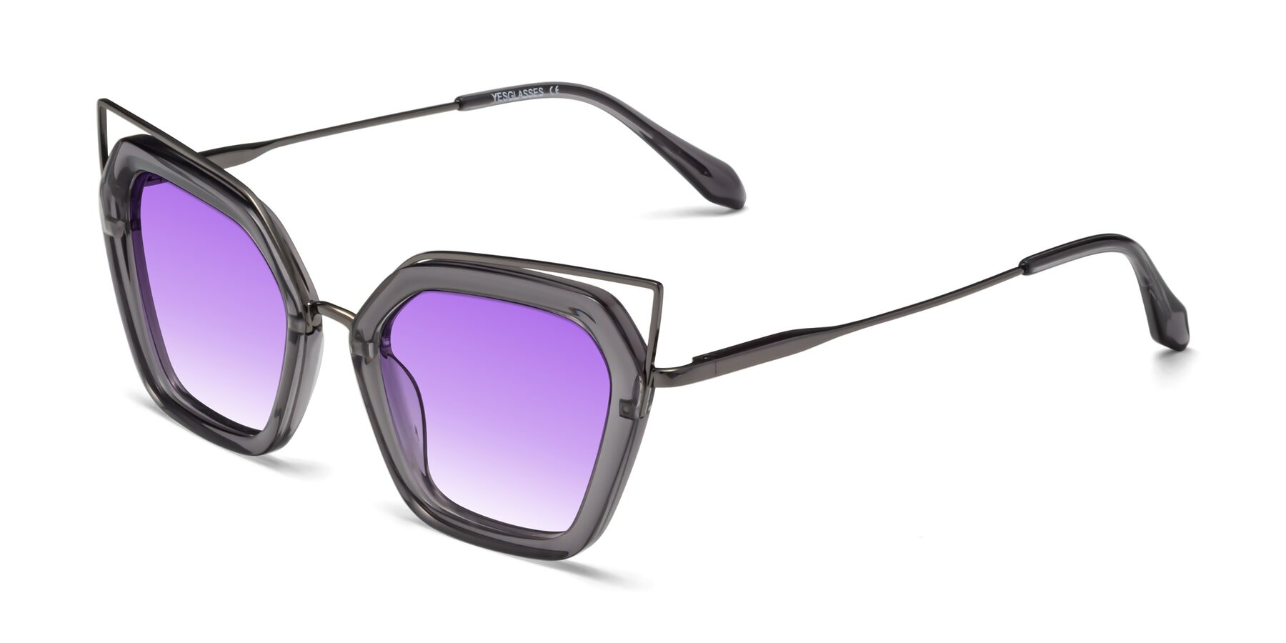 Angle of Delmonte in Transparent Gray with Purple Gradient Lenses