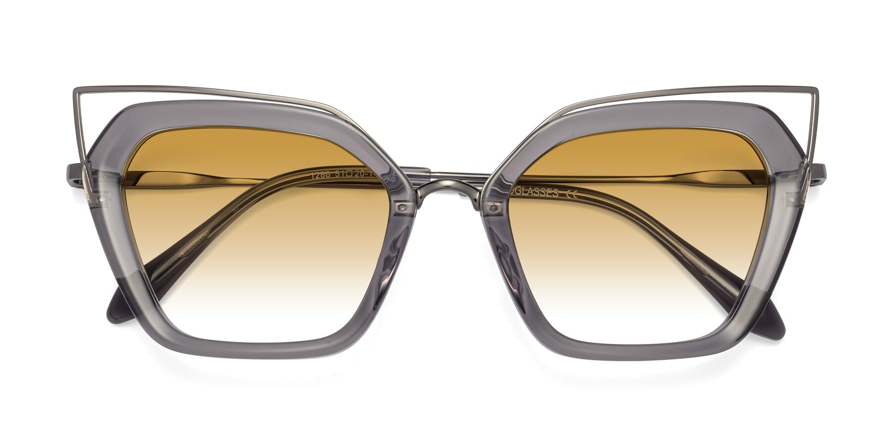 Folded Front of Delmonte in Transparent Gray with Champagne Gradient Lenses