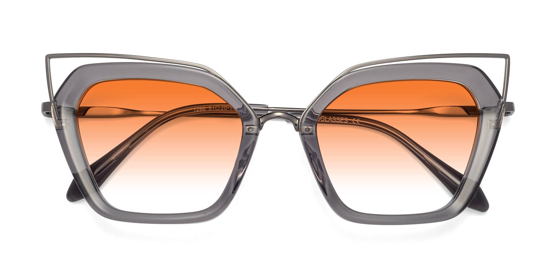 Folded Front of Delmonte in Transparent Gray with Orange Gradient Lenses