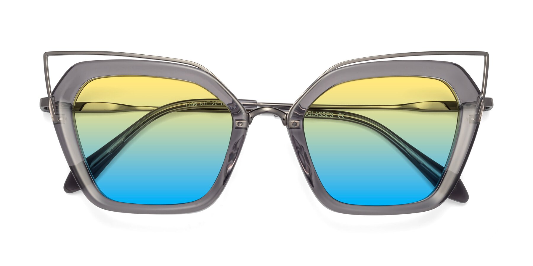 Folded Front of Delmonte in Transparent Gray with Yellow / Blue Gradient Lenses