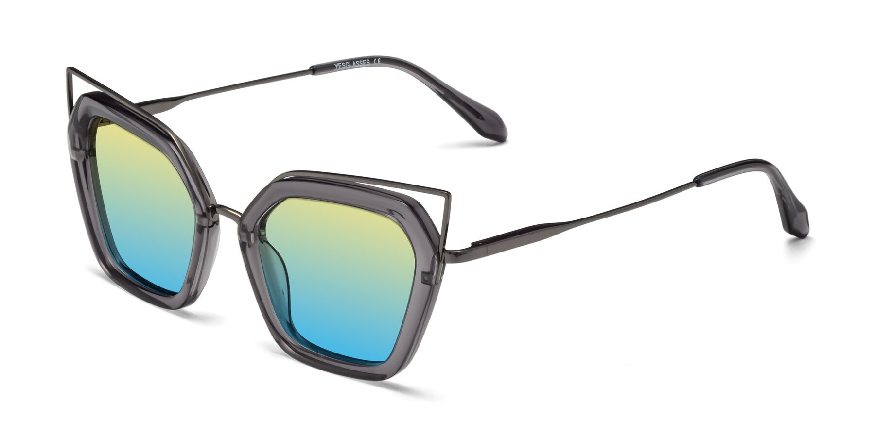 Angle of Delmonte in Transparent Gray with Yellow / Blue Gradient Lenses