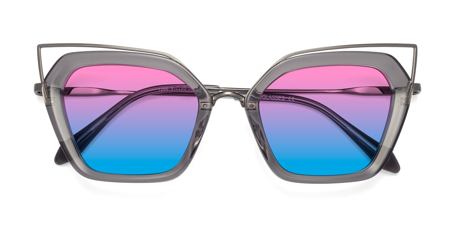 Folded Front of Delmonte in Transparent Gray with Pink / Blue Gradient Lenses