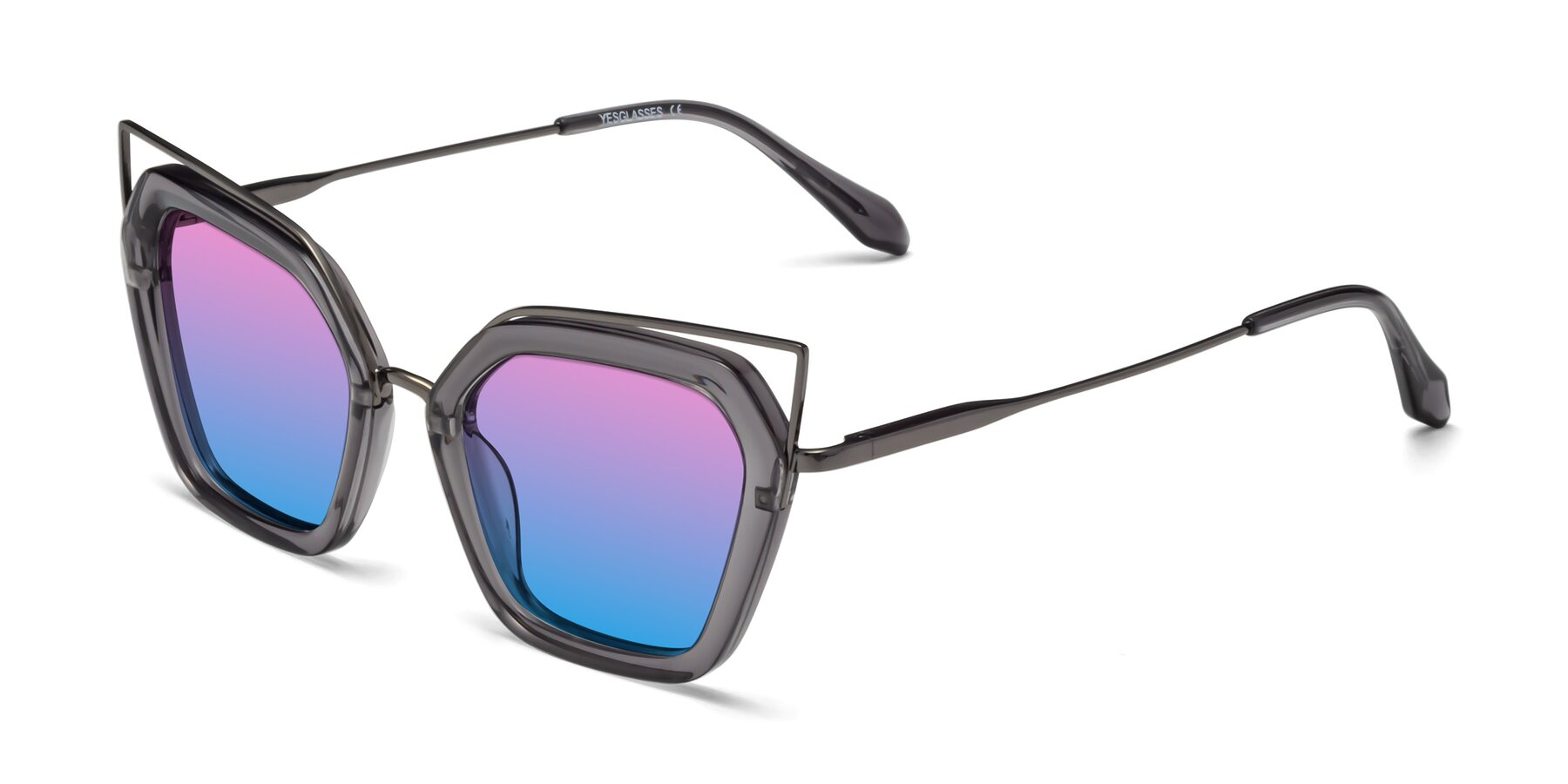 Angle of Delmonte in Transparent Gray with Pink / Blue Gradient Lenses