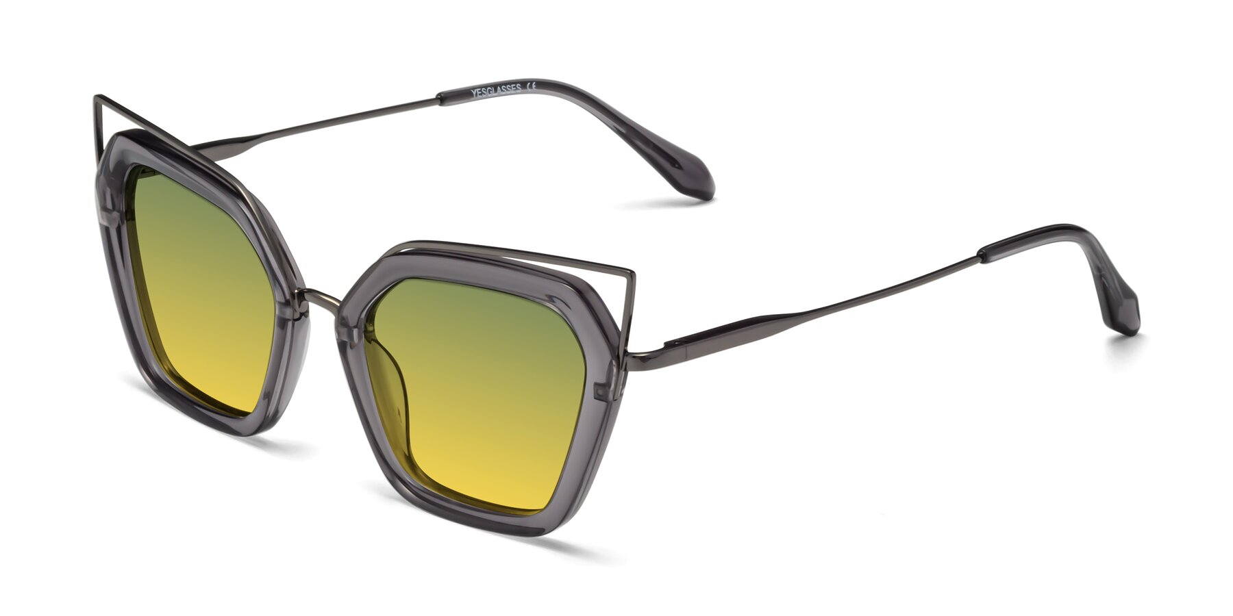Angle of Delmonte in Transparent Gray with Green / Yellow Gradient Lenses