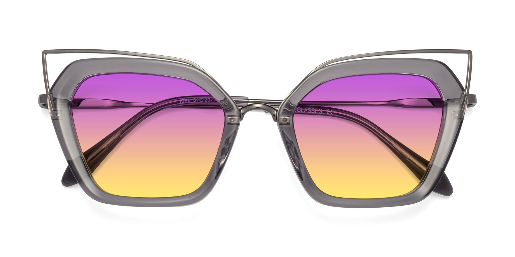 Folded Front of Delmonte in Transparent Gray with Purple / Yellow Gradient Lenses