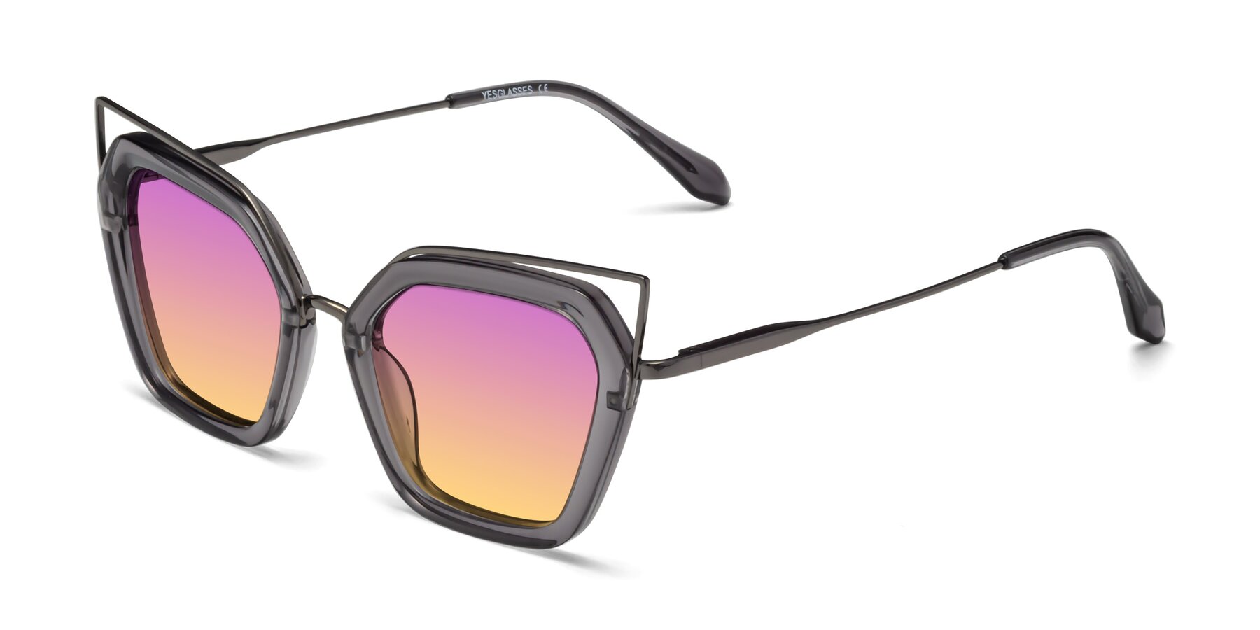 Angle of Delmonte in Transparent Gray with Purple / Yellow Gradient Lenses