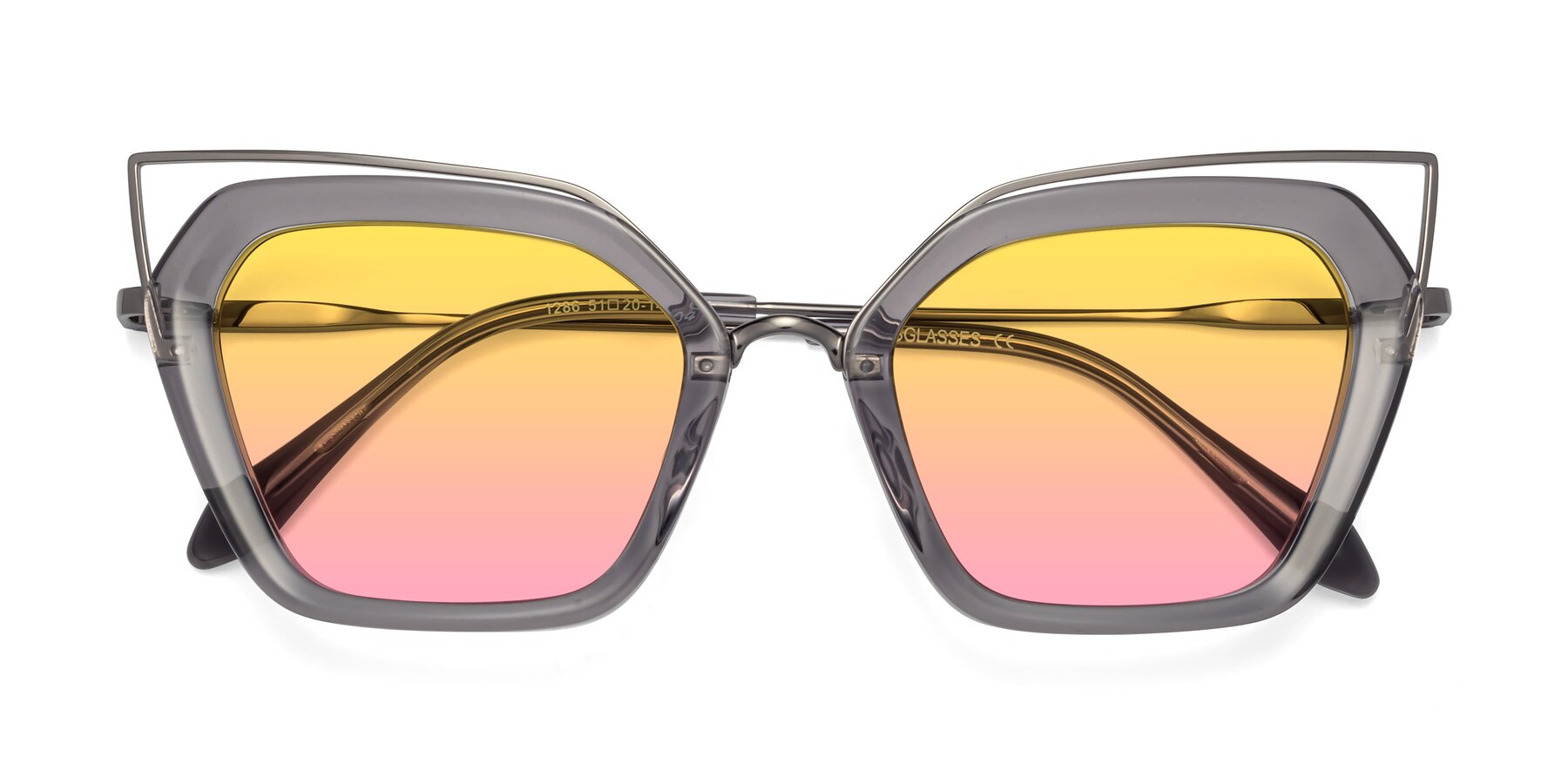 Folded Front of Delmonte in Transparent Gray with Yellow / Pink Gradient Lenses