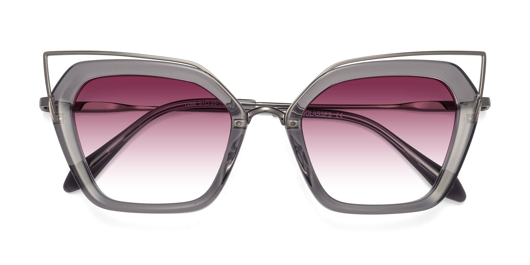 Folded Front of Delmonte in Transparent Gray with Wine Gradient Lenses