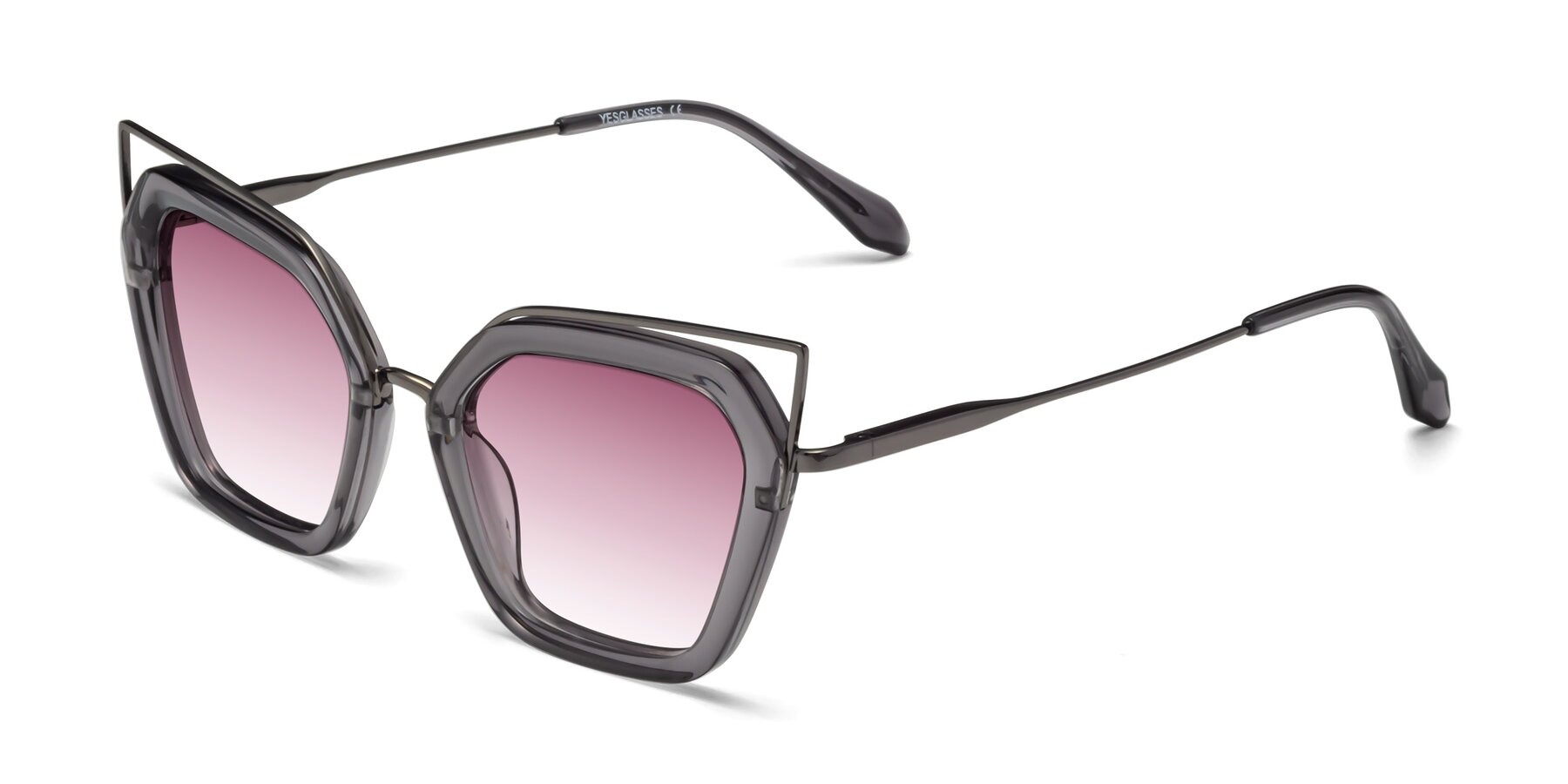 Angle of Delmonte in Transparent Gray with Wine Gradient Lenses