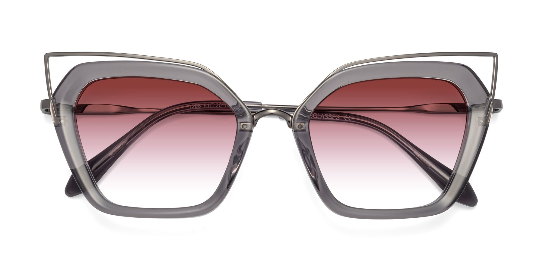 Folded Front of Delmonte in Transparent Gray with Garnet Gradient Lenses