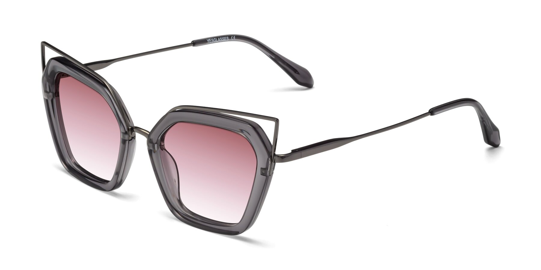 Angle of Delmonte in Transparent Gray with Garnet Gradient Lenses