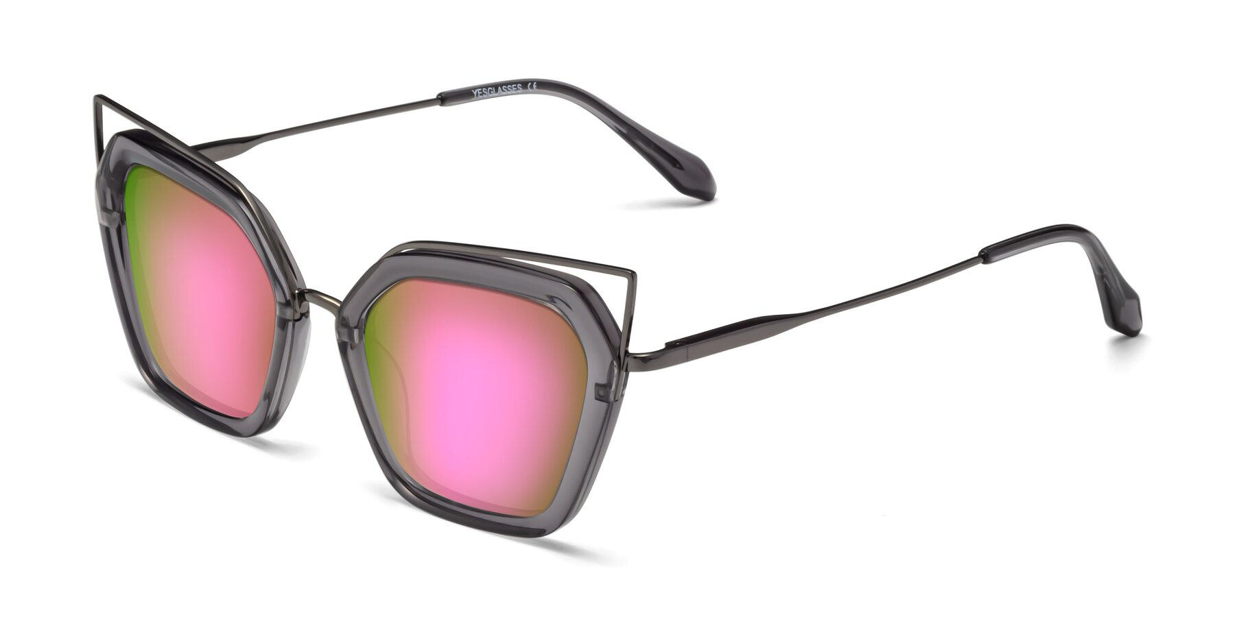 Angle of Delmonte in Transparent Gray with Pink Mirrored Lenses