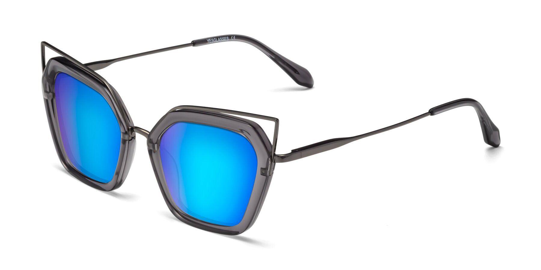 Angle of Delmonte in Transparent Gray with Blue Mirrored Lenses