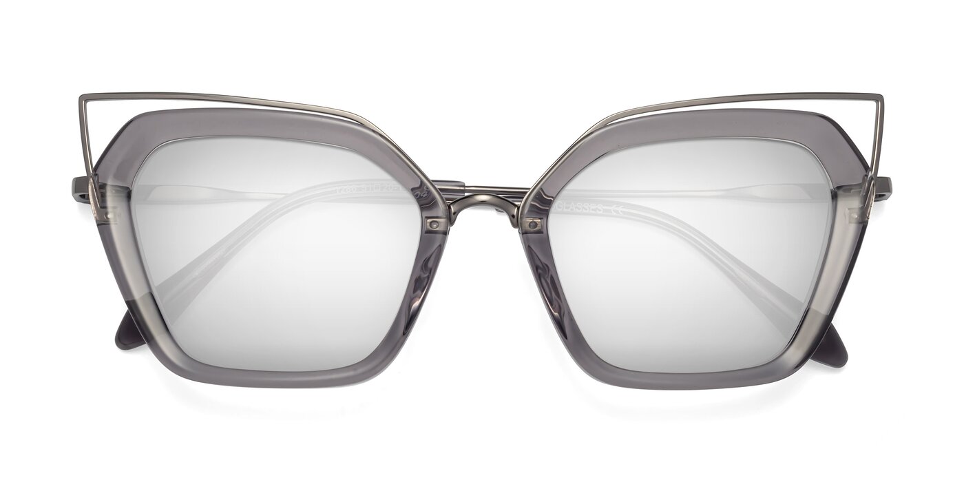 Delmonte - Transparent Gray Flash Mirrored Sunglasses