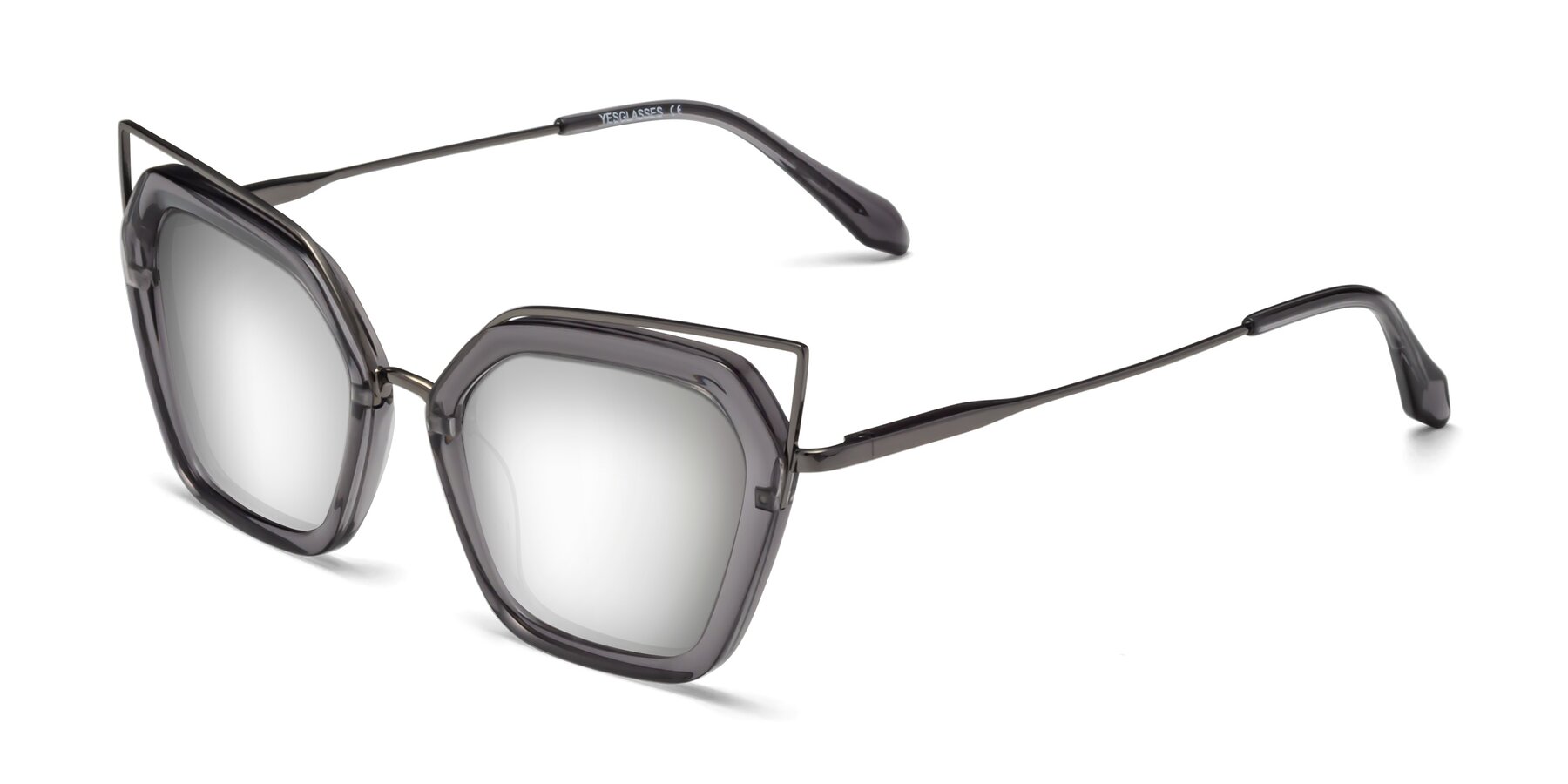 Angle of Delmonte in Transparent Gray with Silver Mirrored Lenses