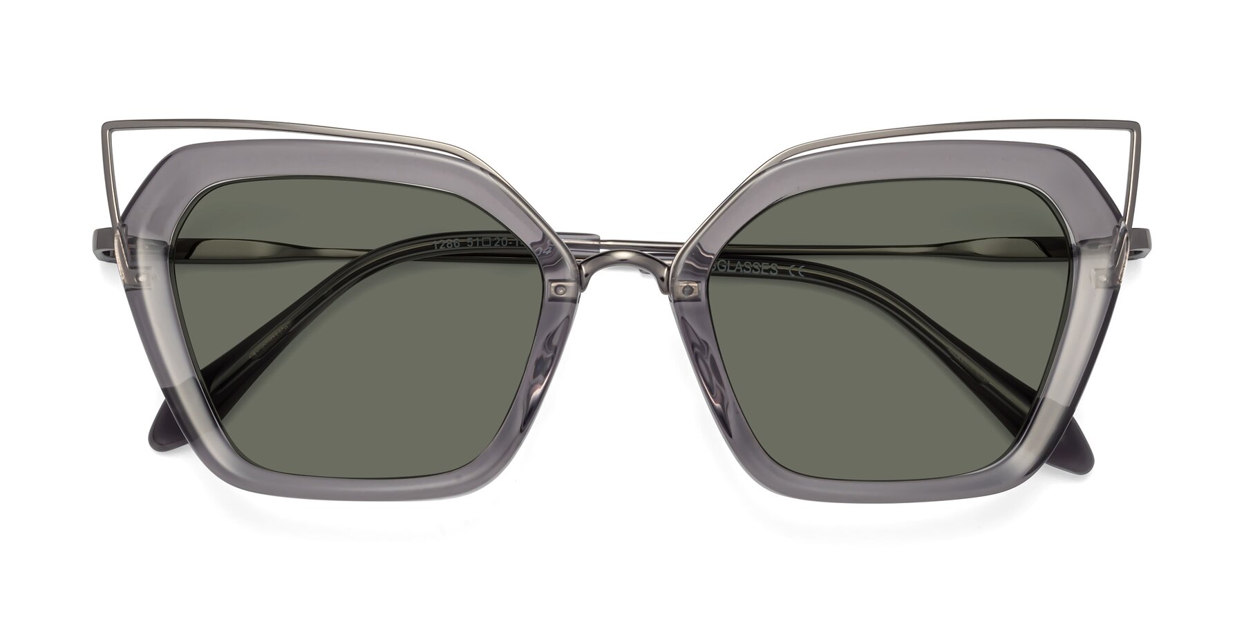 Folded Front of Delmonte in Transparent Gray with Gray Polarized Lenses