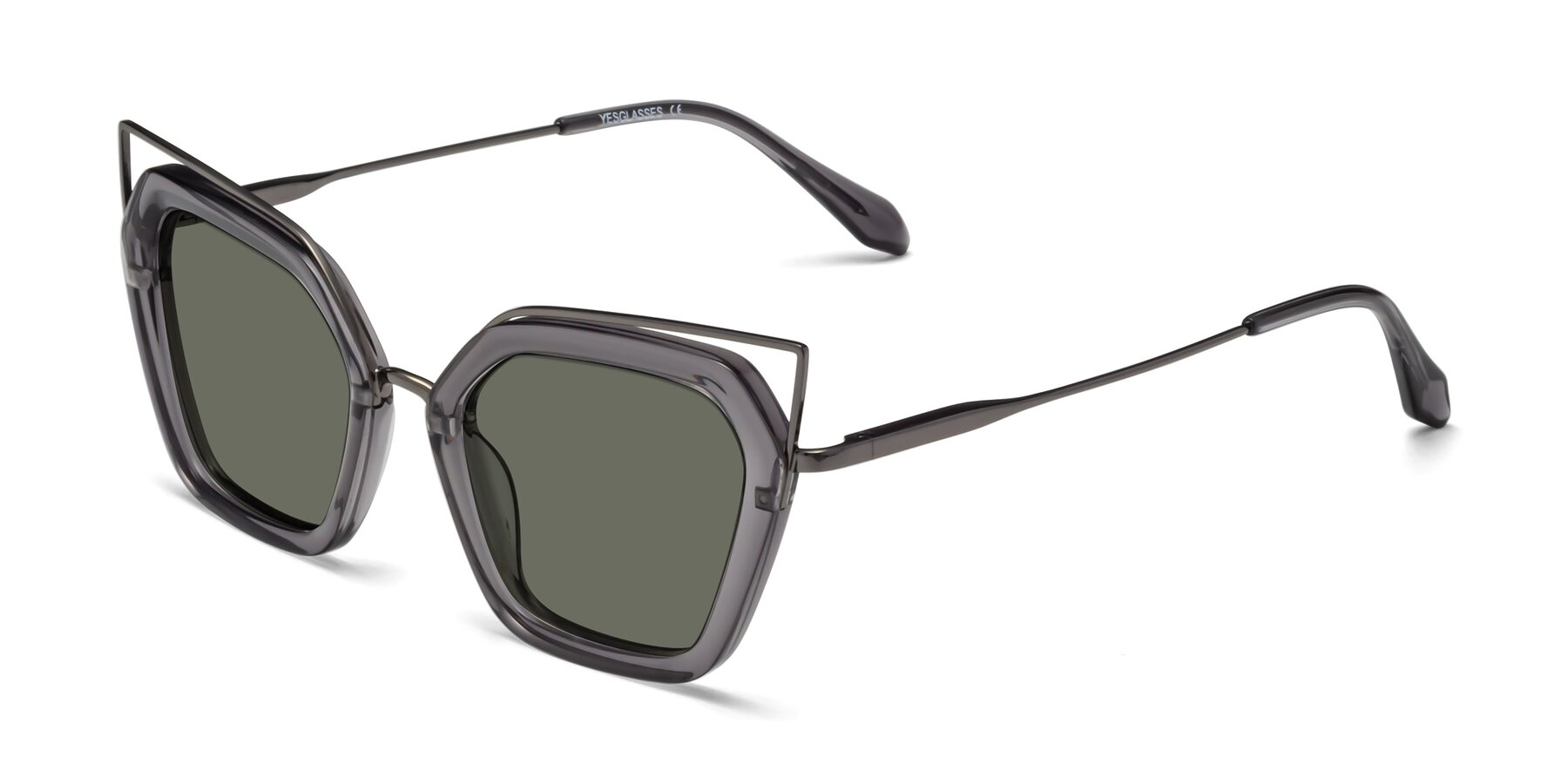 Angle of Delmonte in Transparent Gray with Gray Polarized Lenses