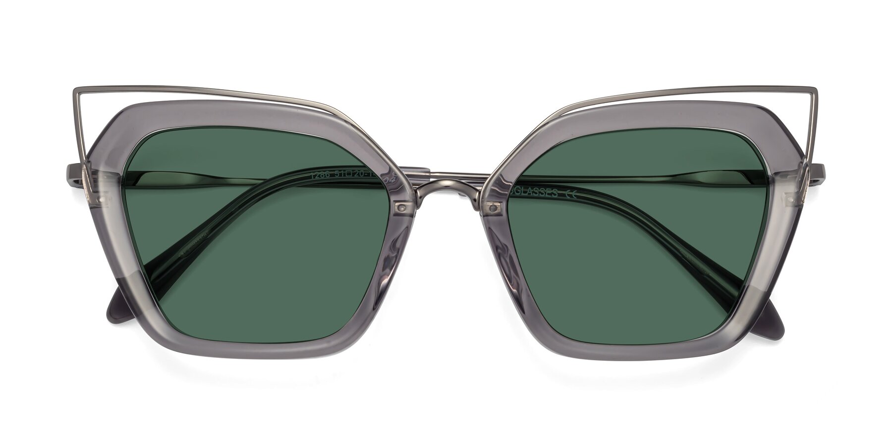 Folded Front of Delmonte in Transparent Gray with Green Polarized Lenses