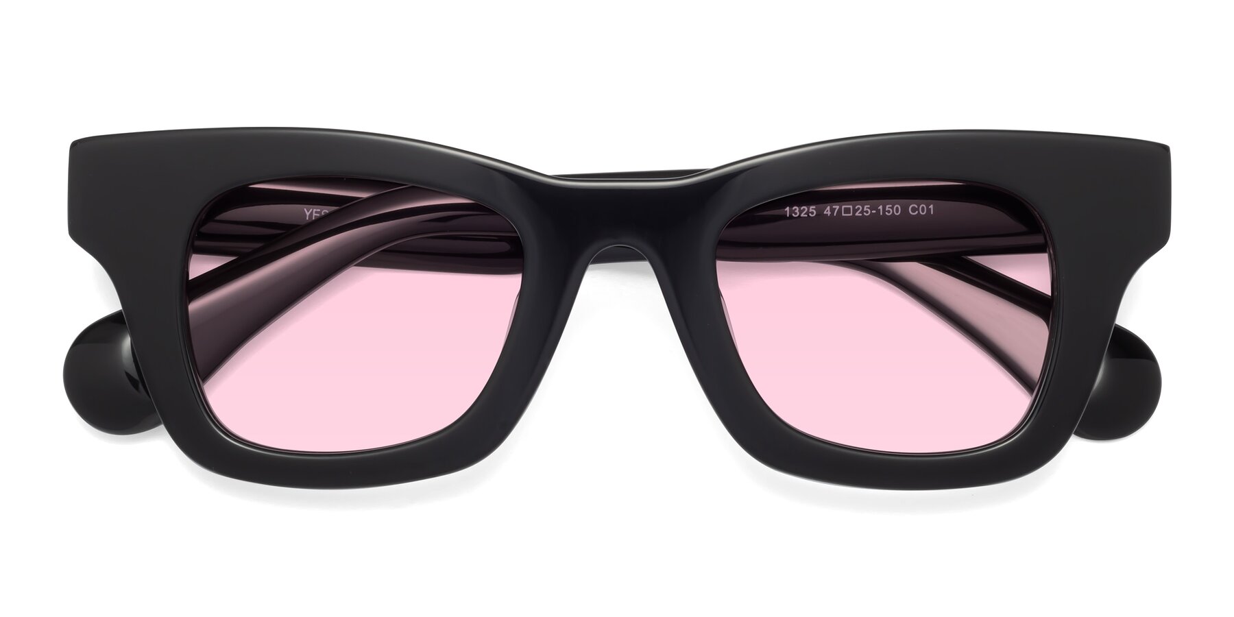 Folded Front of Route in Black with Light Pink Tinted Lenses