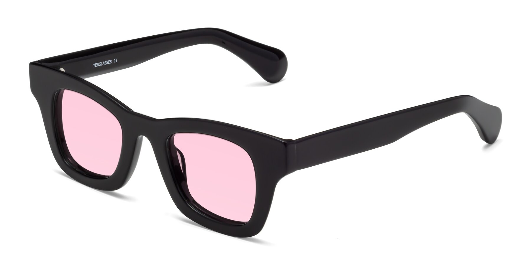 Angle of Route in Black with Light Pink Tinted Lenses
