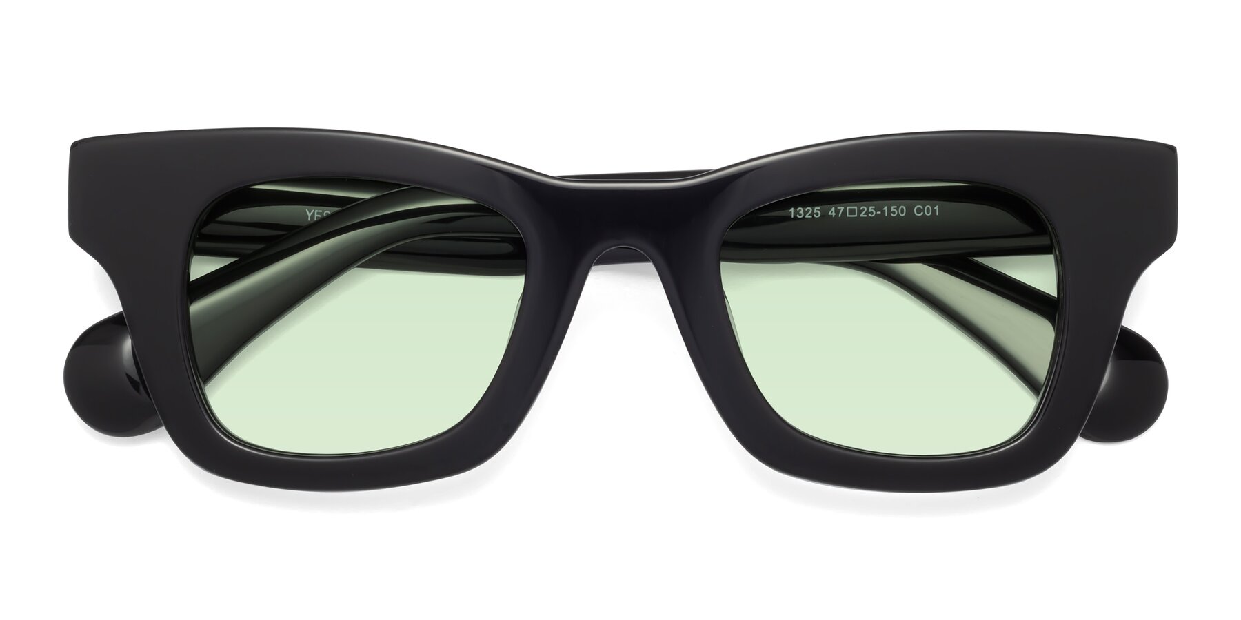 Folded Front of Route in Black with Light Green Tinted Lenses