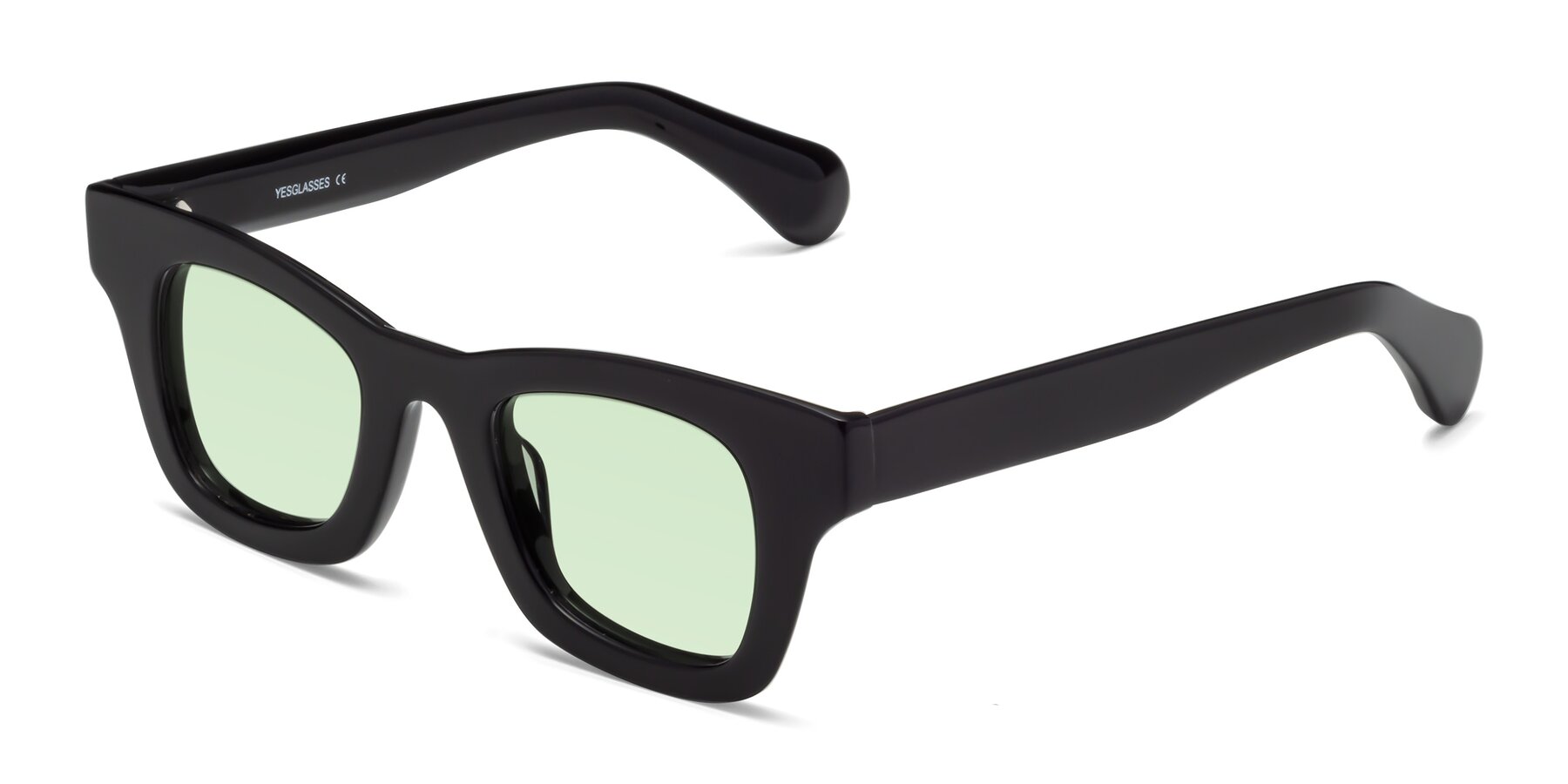 Angle of Route in Black with Light Green Tinted Lenses