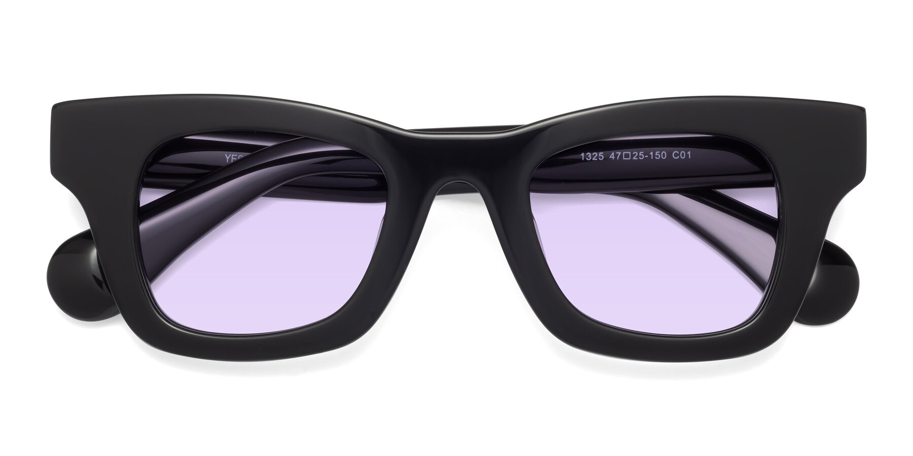 Folded Front of Route in Black with Light Purple Tinted Lenses