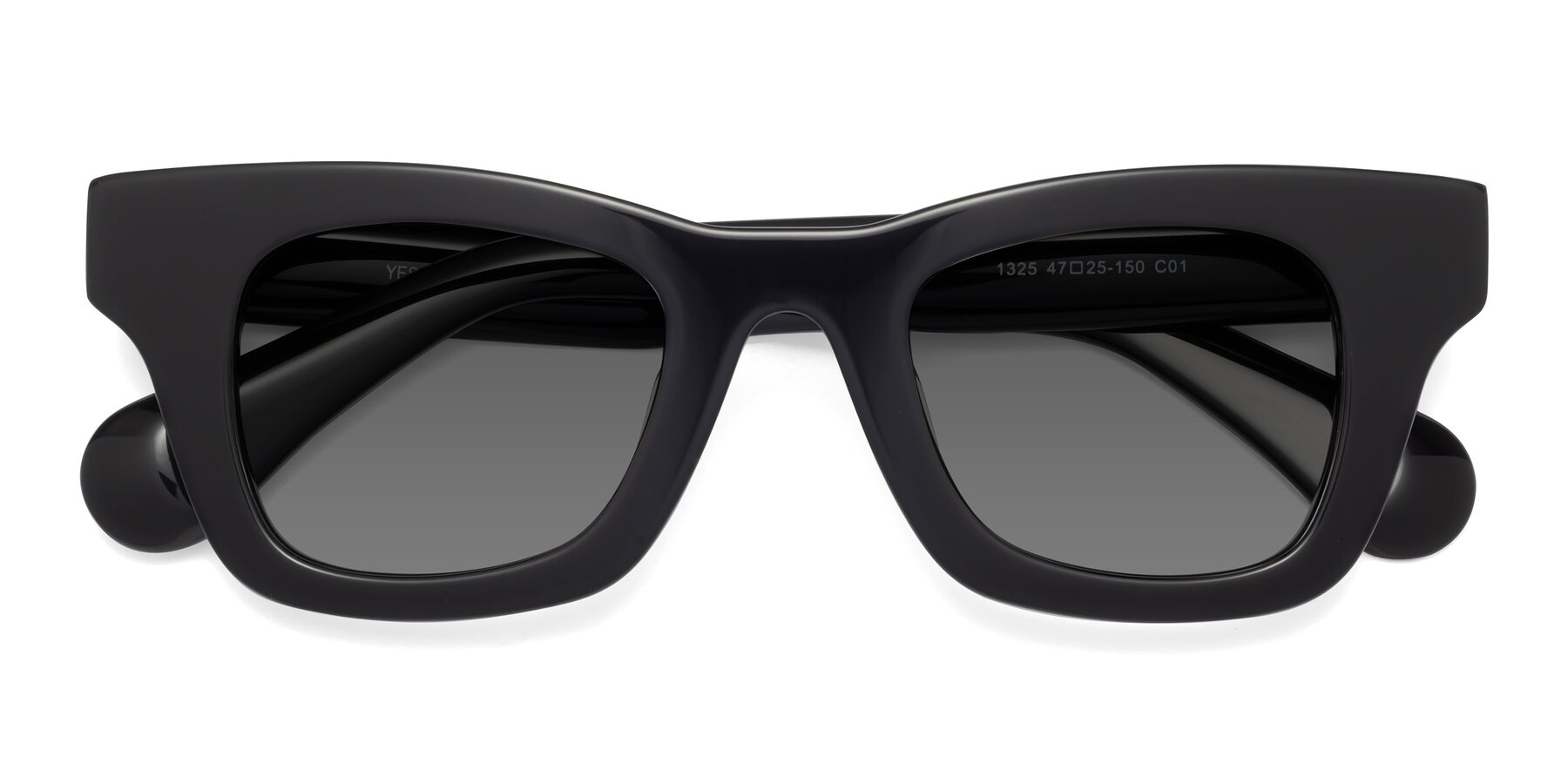 Folded Front of Route in Black with Medium Gray Tinted Lenses