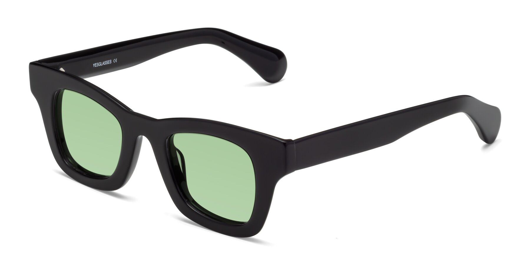 Angle of Route in Black with Medium Green Tinted Lenses