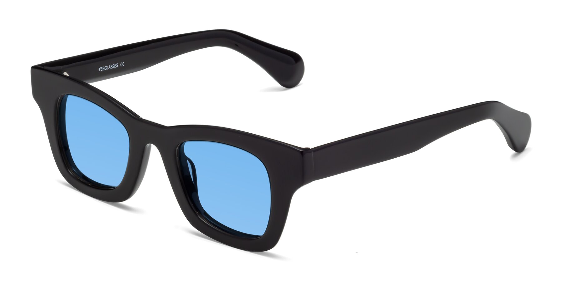 Angle of Route in Black with Medium Blue Tinted Lenses