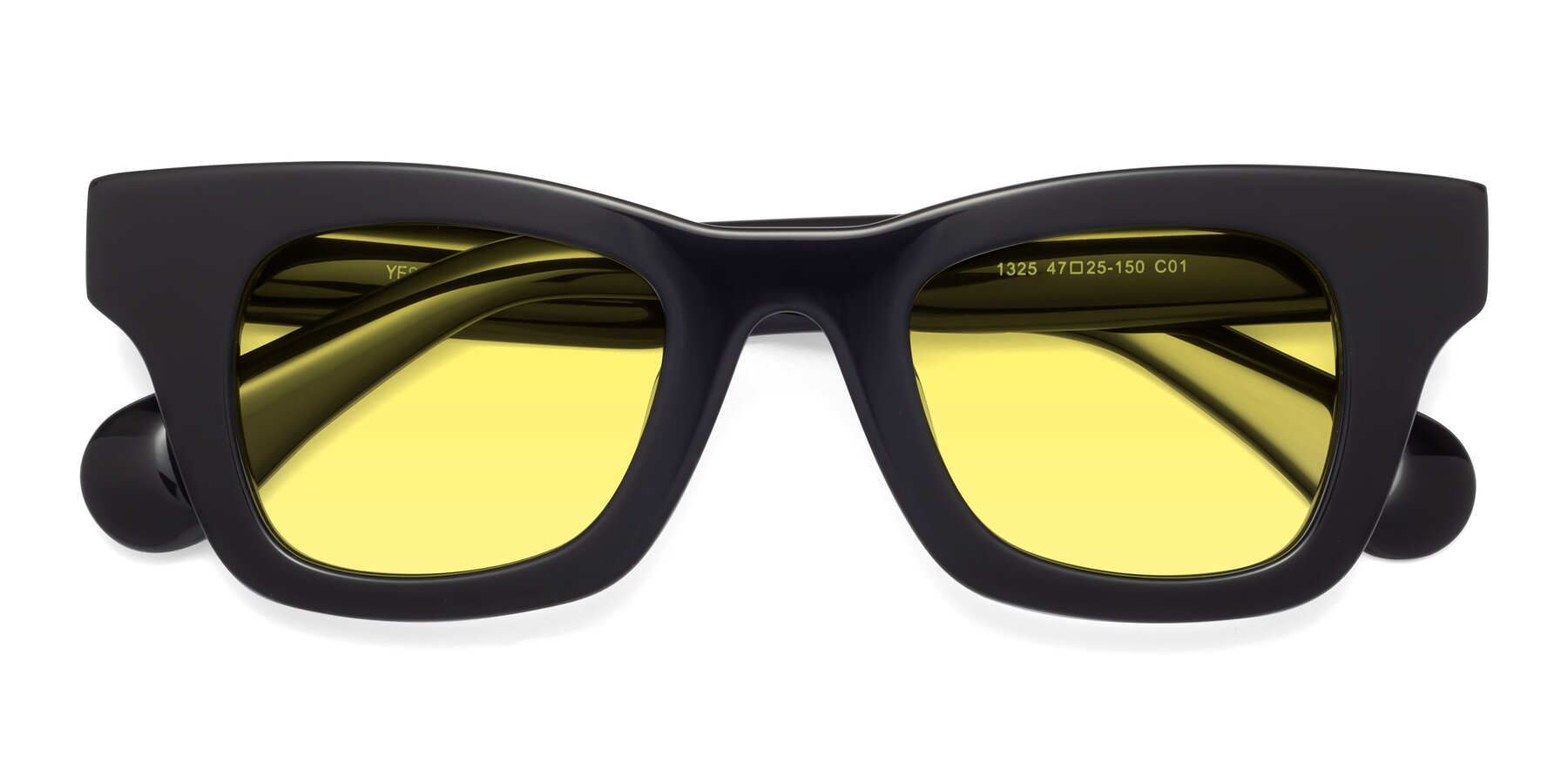 Folded Front of Route in Black with Medium Yellow Tinted Lenses