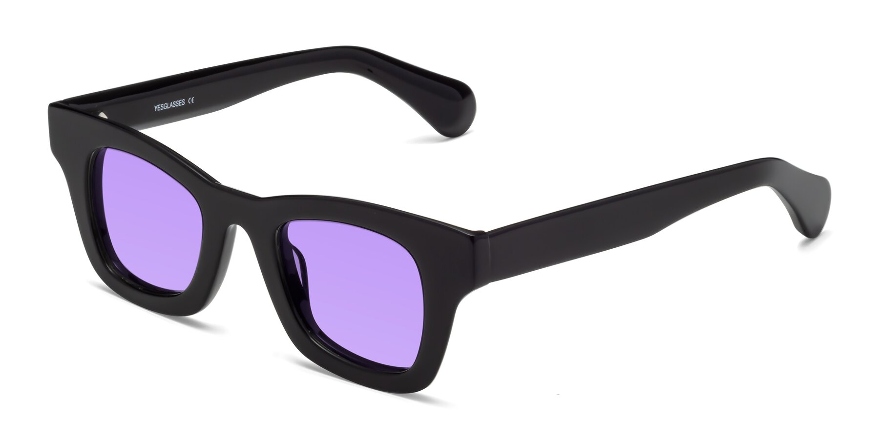 Angle of Route in Black with Medium Purple Tinted Lenses