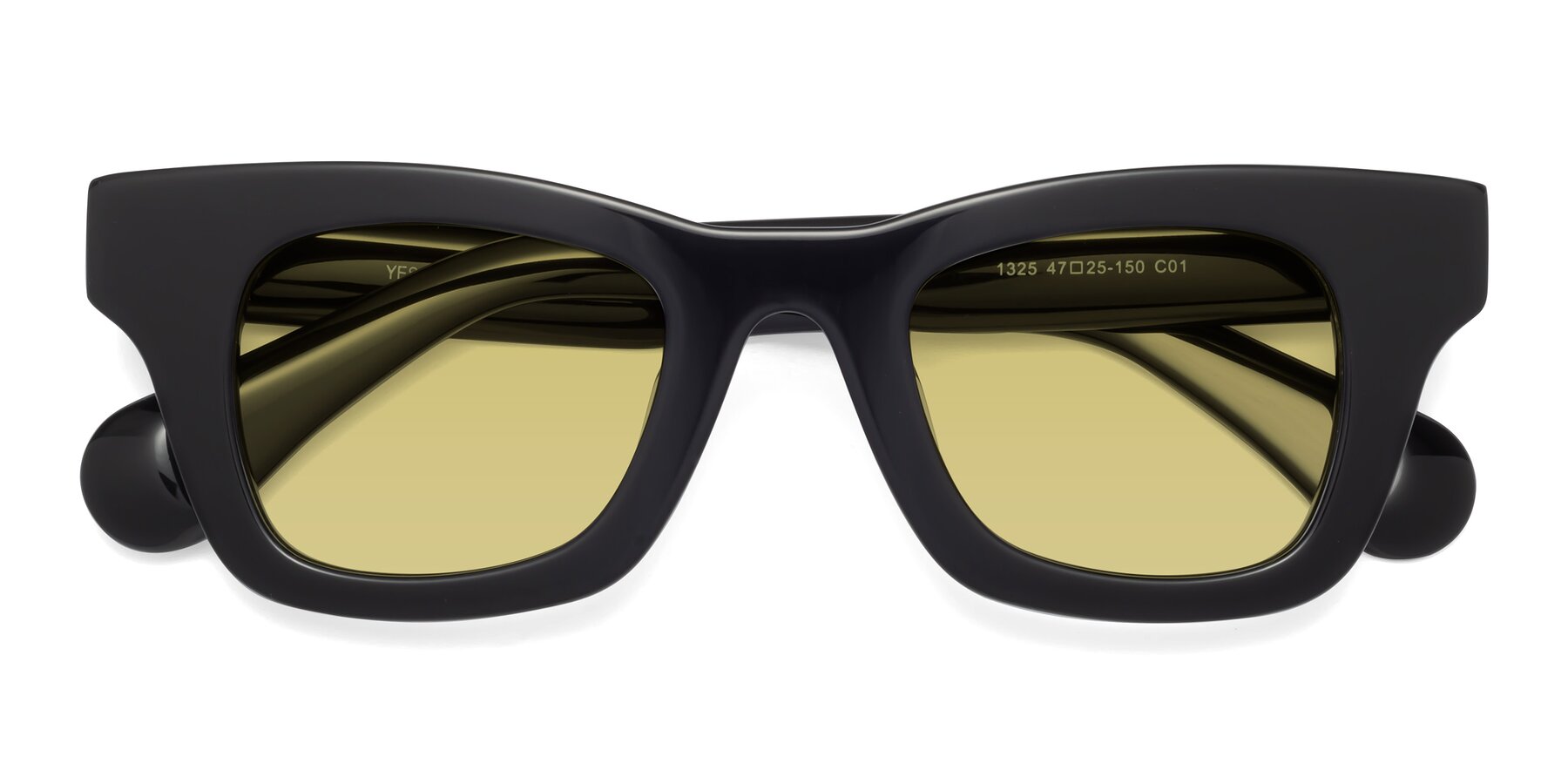 Folded Front of Route in Black with Medium Champagne Tinted Lenses