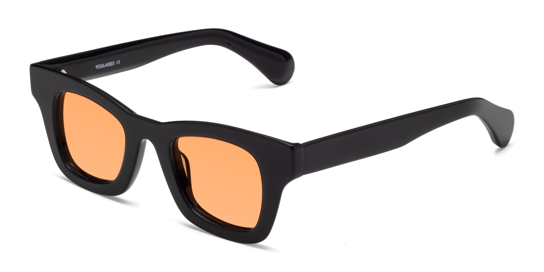 Angle of Route in Black with Medium Orange Tinted Lenses