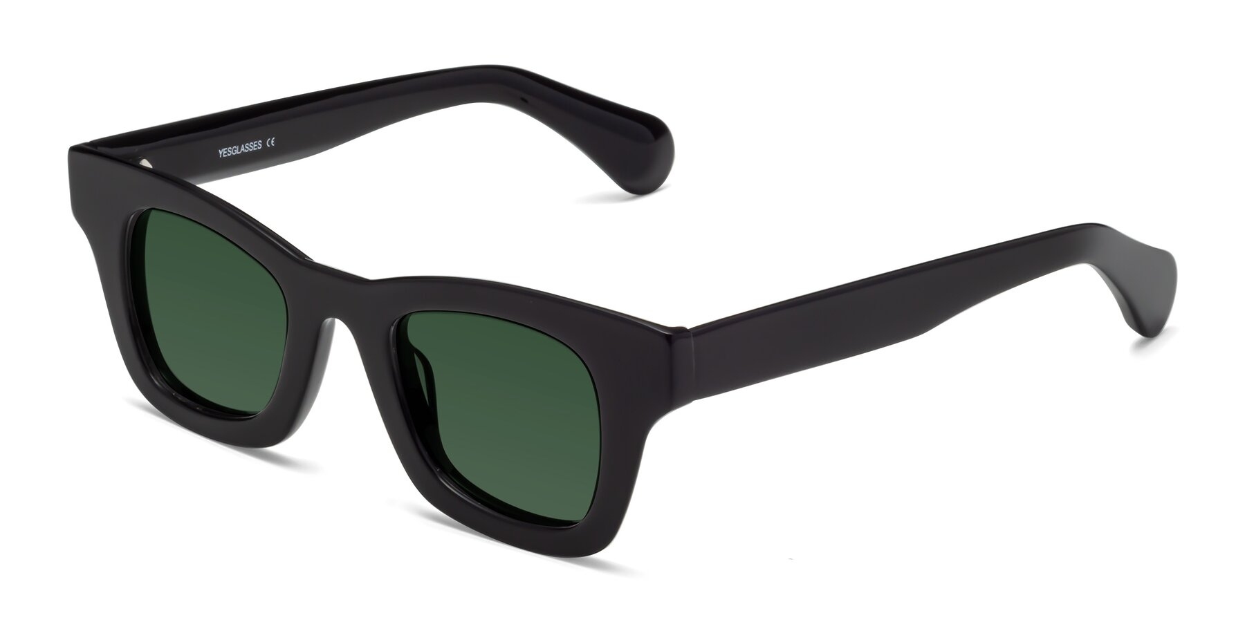 Angle of Route in Black with Green Tinted Lenses