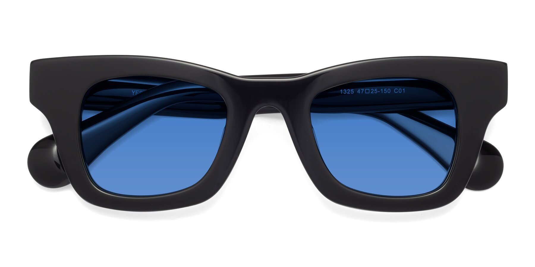 Folded Front of Route in Black with Blue Tinted Lenses