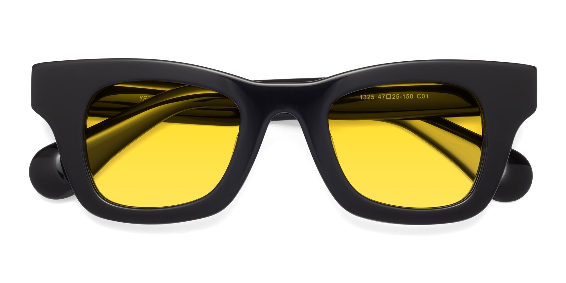 Folded Front of Route in Black with Yellow Tinted Lenses