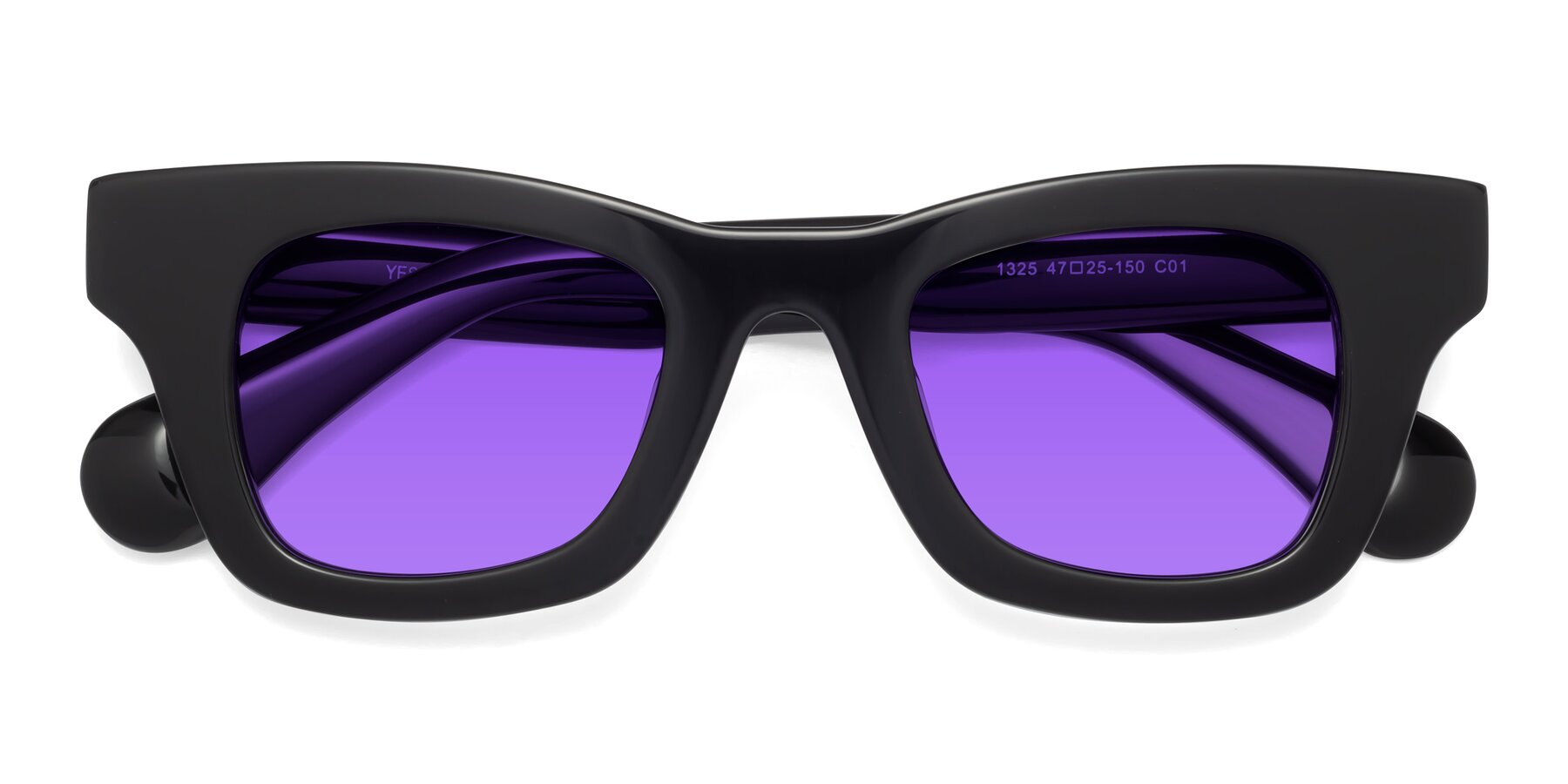 Folded Front of Route in Black with Purple Tinted Lenses