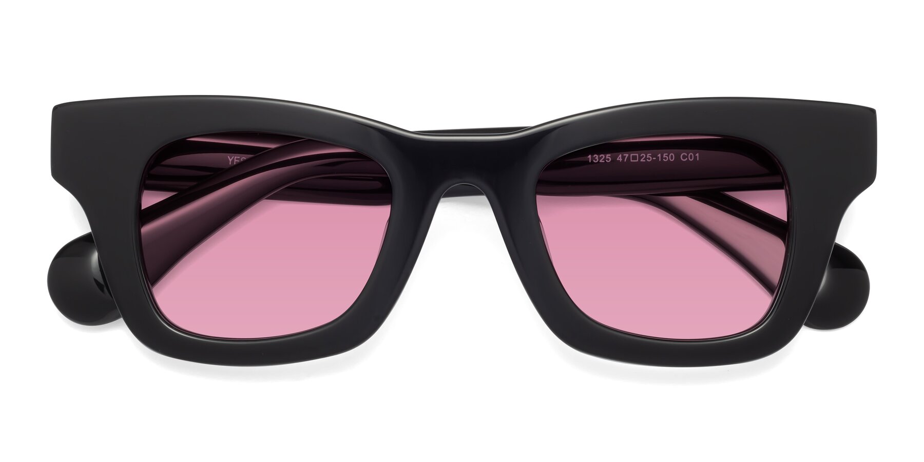 Folded Front of Route in Black with Medium Wine Tinted Lenses