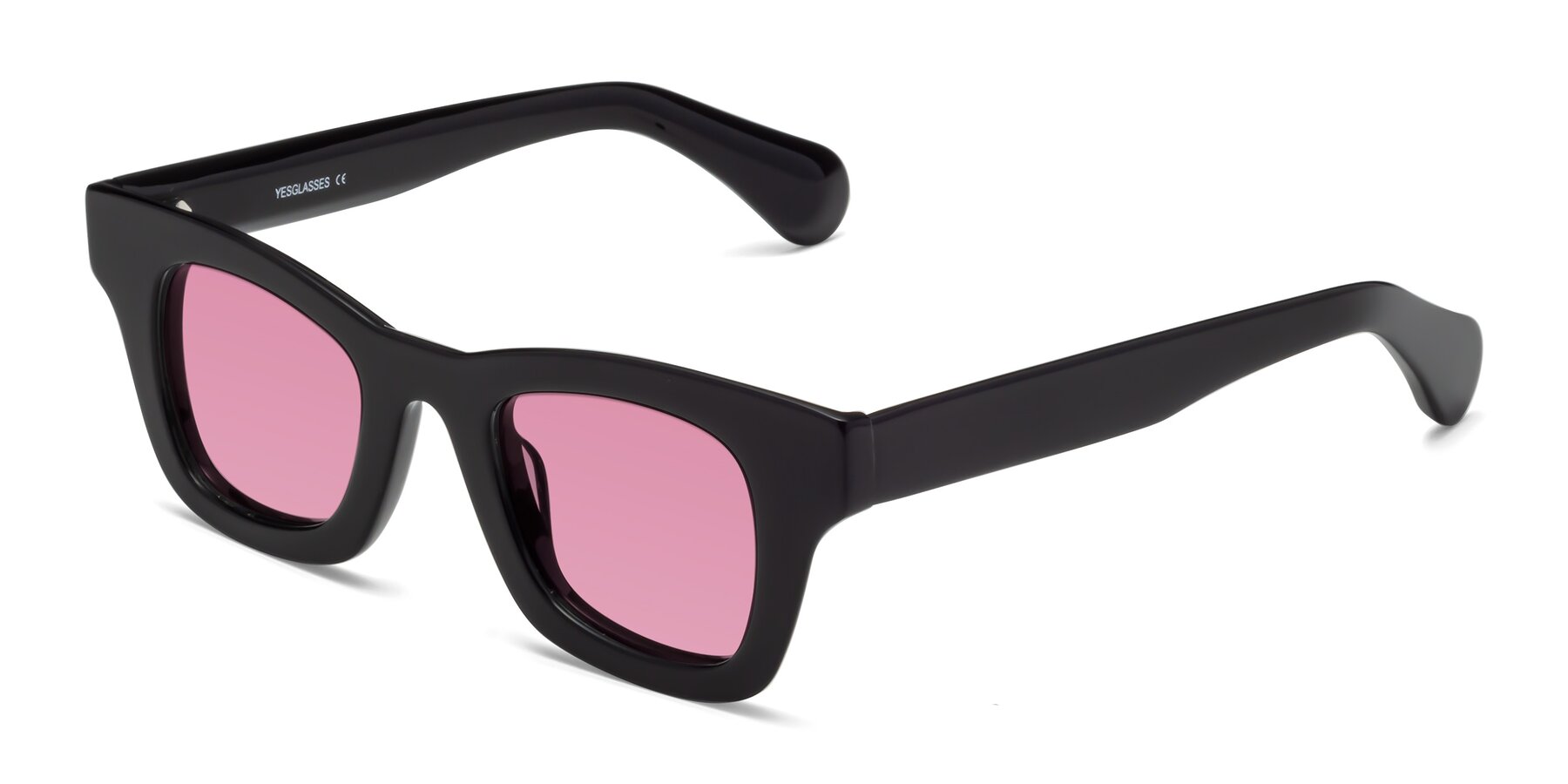 Angle of Route in Black with Medium Wine Tinted Lenses