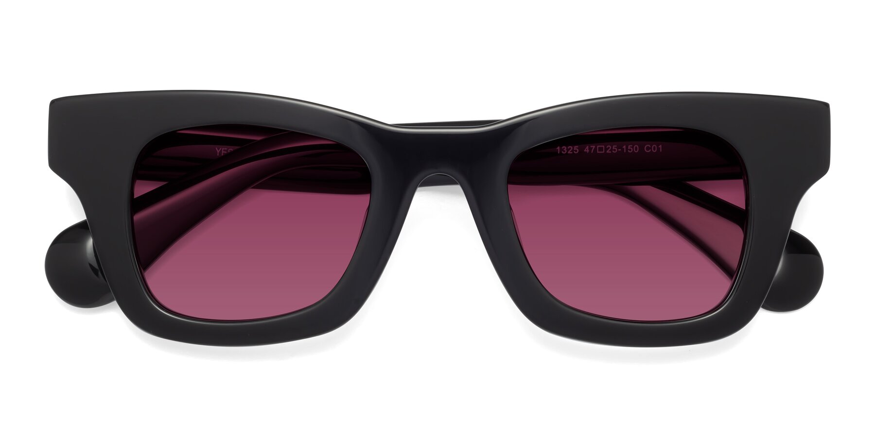 Folded Front of Route in Black with Wine Tinted Lenses