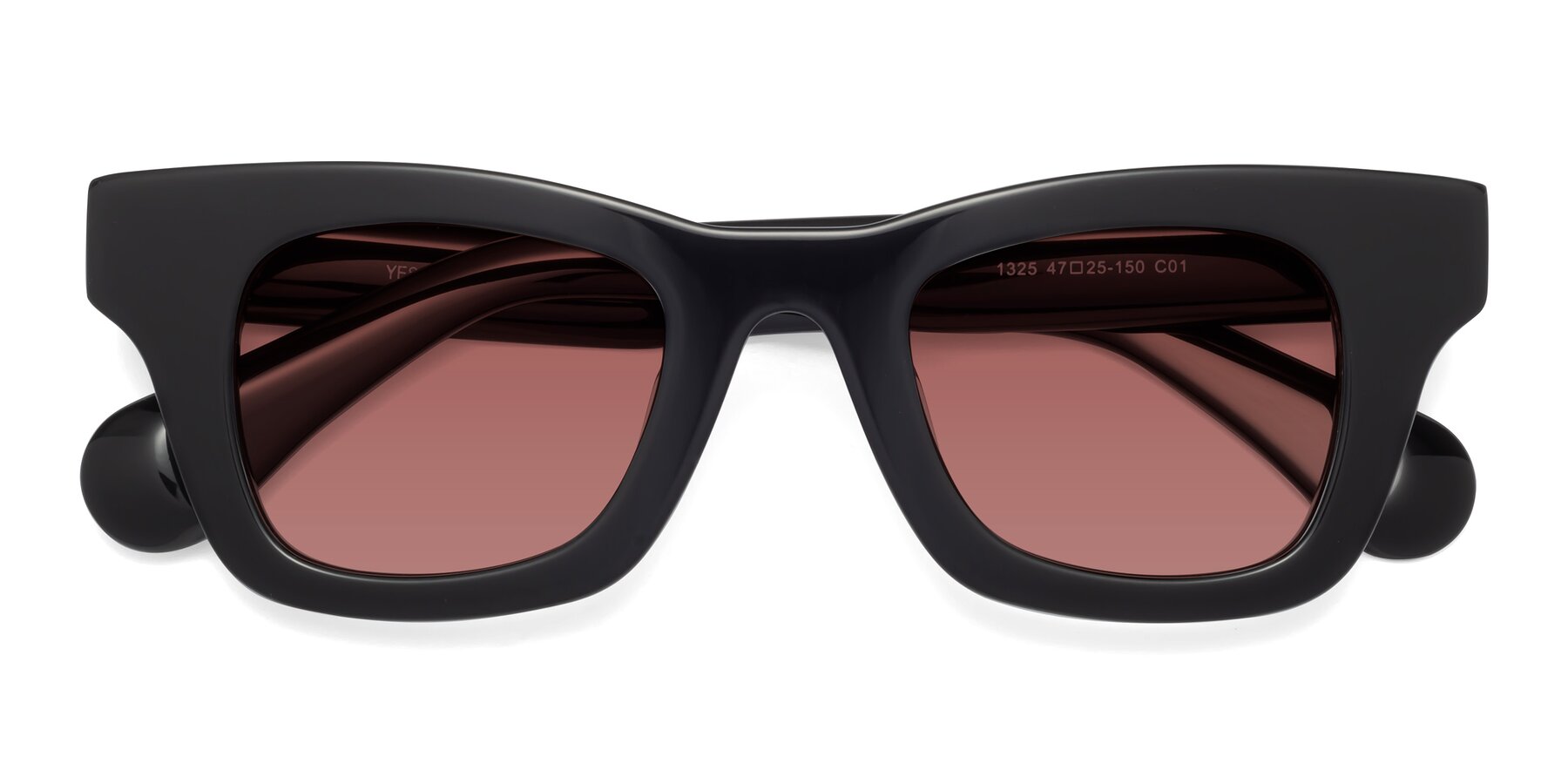 Folded Front of Route in Black with Garnet Tinted Lenses