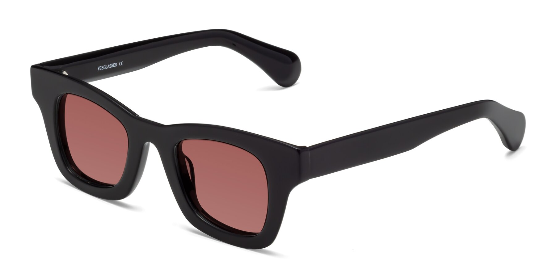 Angle of Route in Black with Garnet Tinted Lenses