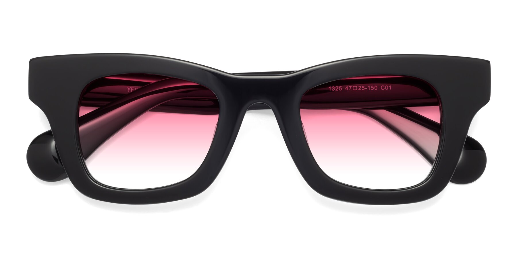Folded Front of Route in Black with Pink Gradient Lenses