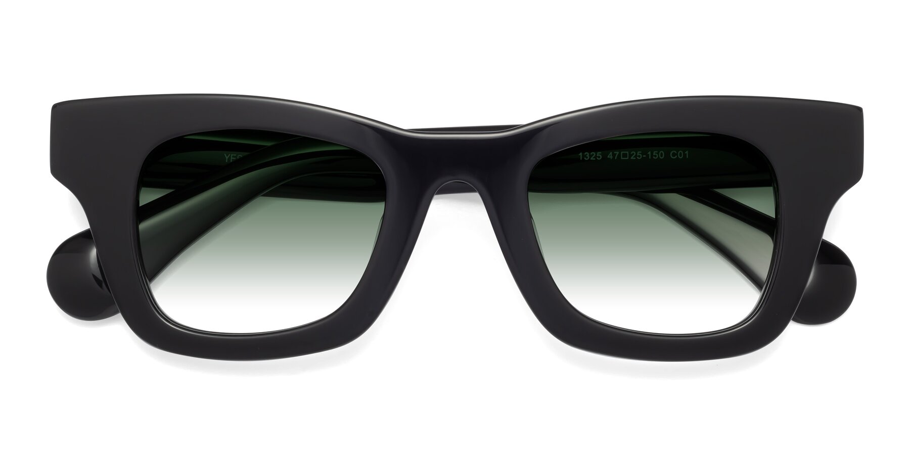 Folded Front of Route in Black with Green Gradient Lenses