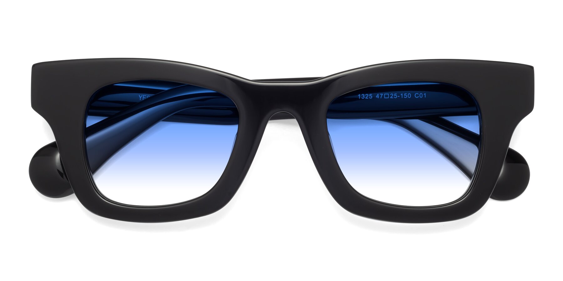 Folded Front of Route in Black with Blue Gradient Lenses